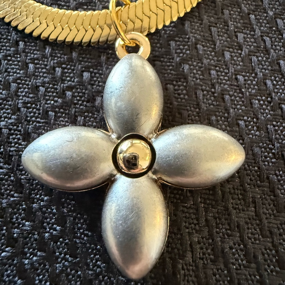 Jennifer Zeuner Karli Gold Necklace with 2-Toned Charm - Picture 6 of 11